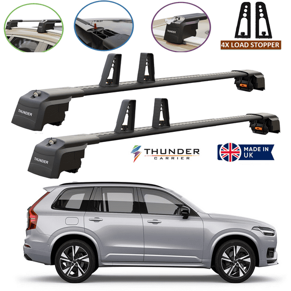 VOLVO XC90 SUV 2015-ONWARD Cross Bars Roof Rack Lockable Luggage Carrier Black