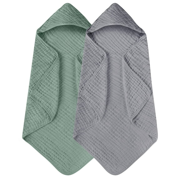 VOMARHUG Muslin Hooded Baby Bath Towels - 2 Pack 100% Cotton Towel for Babies, Infants, Toddlers - 31x31Inch - Highly Absorbent and Newborn Essential
