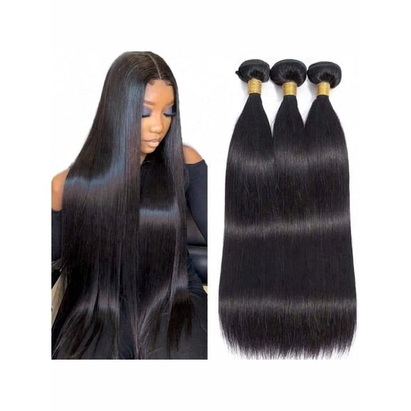VONAR Brazilian Human Hair Bundles 18 20 22 Inch 3 bundles Straight Human Hair Bundles 100% Unprocessed Brazilian Remy Virgin Hair Extensions Hair Quick Weave Hair Bundles Natural Color