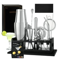 VONATES 18Pcs Cocktail Shaker Set Bartender Kit with Stand,Bar Set Drink Mixer Set with All Essential Bar Accessory Tools
