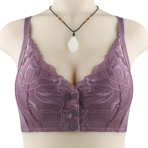 VONCOS Bras for Women Full Figure Everyday Bra Push-Up Comfortable Vest Wirelfree Bras Tops Underwear Purple Size L
