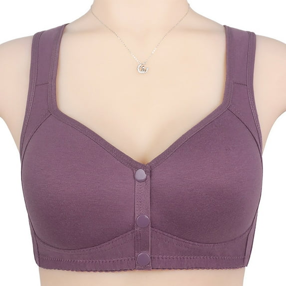 VONCOS Bras for Women Plus Size Wirelfree Bras Everyday Bra Push-Up Full Figure Comfortable Tops Underwear Purple Size 50