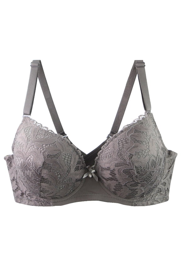 Full Figure Bras for Women Plus Size Supportive Plunge Bra Lace Underwire Full Coverage Dark Gray 36E 38E 40E 42E 44E 46E 48E 50E,Size 110E