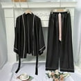 thumbnail image 1 of VONCOS Ladies Pajamas Sets- Long Sleeve Soft Loungewear Silk Satin Sleepwear Sets for Women Black Size M, 1 of 3