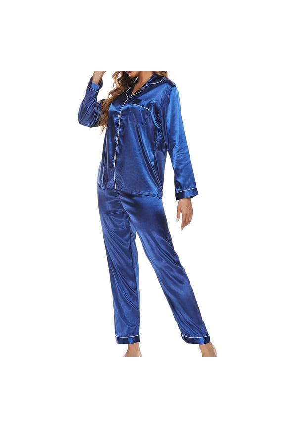 Pajamas for Women Set- Soft Loungewear Sleepwear Sets for Women Blue Size M