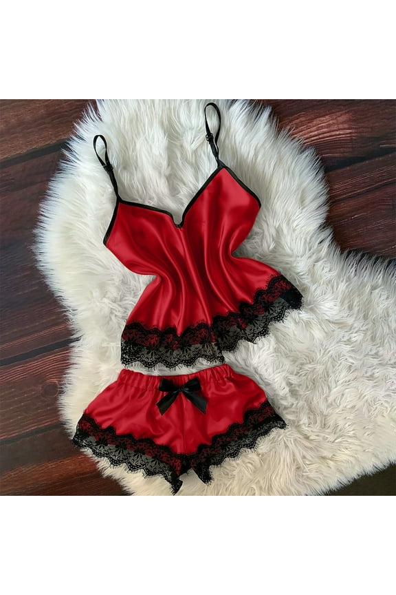 Pajamas for Women Set- Soft Loungewear Sleepwear Sets for Women Red Size XL