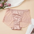 thumbnail image 1 of VONCOS Pink Satin Lace High Waisted Briefs – Tummy Control Womens Panties with Cotton Lining – Plus Size L-4X Full Coverage Lingerie,Size 3XL, 1 of 3