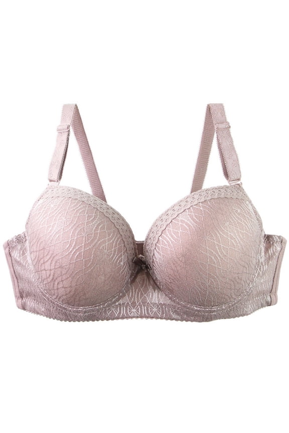 Plus Size Full Coverage Lace Push Up Bra for Women, Support Bra with Wide Padded Straps for Large Bust E Cup, Coffee Brown,Size 90E