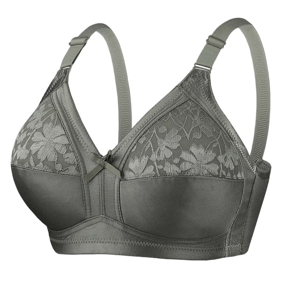 VONCOS Plus Size Wireless Bra for Women Full Coverage Army Green Lace Comfort Bra Non Padded Wirefree Everyday Sleep Lounge Bra,Size 36