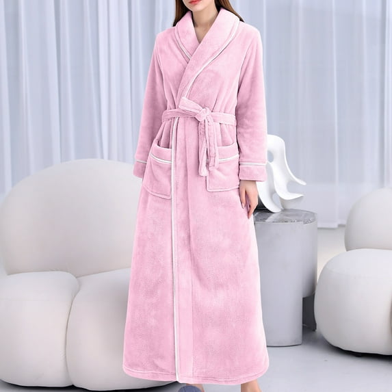 VONCOS Robes for Women- Plus Size Long Sleeve Bathrobes Sleepwear Pajamas Gift for Women Pink Size XL