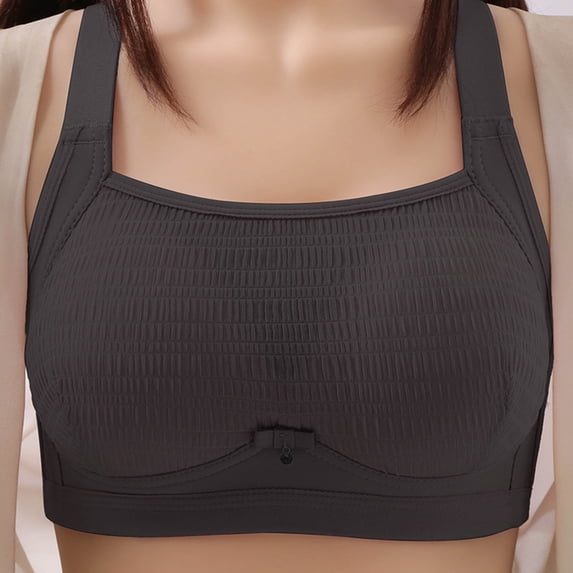 VONCOS Wire Free Bra for Women Plus Size Full Coverage Supportive Wireless T Shirt Bra Comfort Bra Black Wide Strap L-4XL,Size 2XL