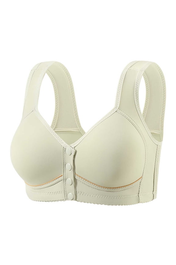 Wirefree Front Closure Support Bra for Women, Seamless Comfort Everyday Bra with Wide Straps & Non Roll Band for Full Figure Green,Size 40