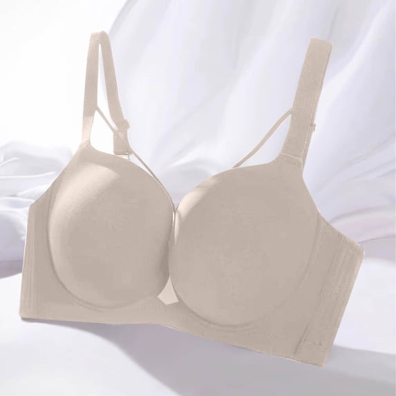VONCOS Wireless Bra Women Gray, Seamless Wirefree Comfort Bra Full Coverage, Crisscross Back Padded T-Shirt Bra for Everyday Support, Sizes S-XXXL,Size 2XL