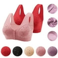 thumbnail image 1 of VONCOS Women Bras 2PC- Printed Wirelfree Bras Vest Underwear Red Size 2XL, 1 of 9