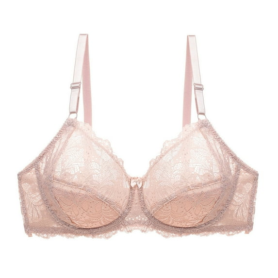 VONCOS Women Push-Up Bra- Sexy Lace Solid Color Underwear Beige Size L
