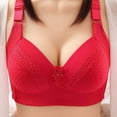 thumbnail image 1 of VONCOS Women Push-Up Bra- Solid Color Wirelfree Bras Comfortable Breathable Underwear Red Size L, 1 of 3