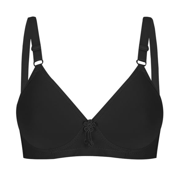 VONCOS Women Push-Up Bra- Wirelfree Bras Solid Color Underwear Black Size M