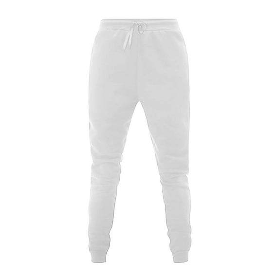 VONCOS Women Sweatpants Solid Color Elastic Waist Leggings Fall and Winter Pants Solid Color Trousers White Size M