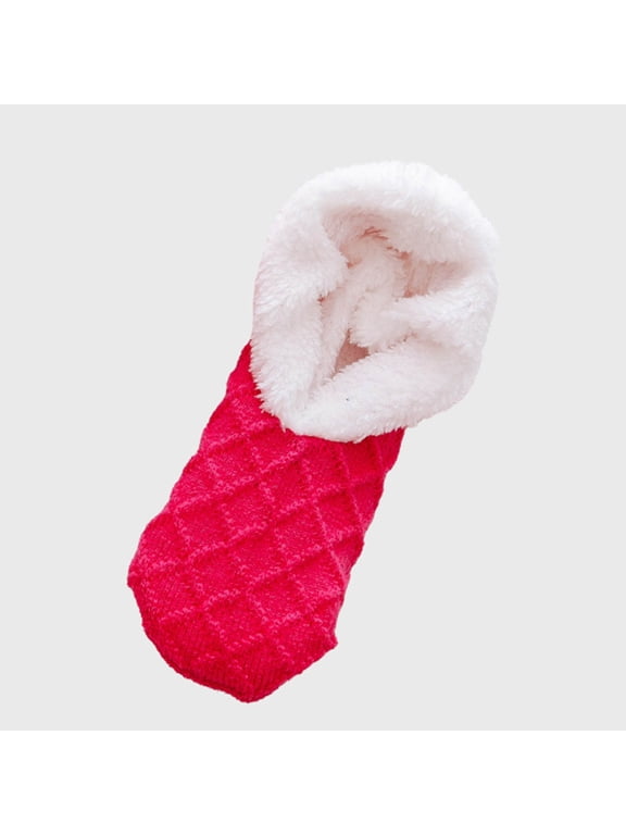 Women's Cozy Warm Fleece House Socks - Plush-Lined Non-Slip Fall Winter Lounge Floor Socks,Ideal for Home & Cold Weather, Hot Pink