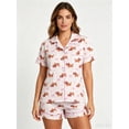 thumbnail image 1 of VONCOS Womens Beige Dachshund Print Short Sleeve Pajama Set Soft Lounge Wear Two Piece Sleepwear,Size 2XL, 1 of 6