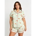 thumbnail image 1 of VONCOS Womens Short Sleeve Pajama Sets - Cute 2-Piece Button Down Pj Set with Shorts, Soft Breathable Summer Sleepwear,Green,Size XL, 1 of 6
