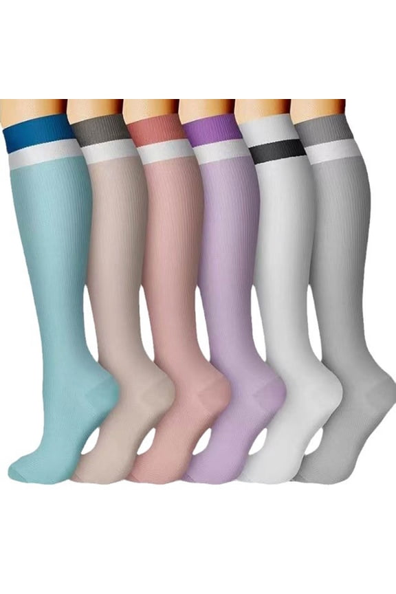 Womens Knee High Socks 6 Pack - Soft Breathable Nylon Spandex Comfort Casual Socks for All Day, Black,Size L