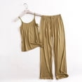 thumbnail image 1 of VONCOS Womens Loungewear Set Yellow - Modal Cotton Pajamas, Sleeveless Cami Top & Wide Leg Pants Sleepwear,Size 2XL, 1 of 5