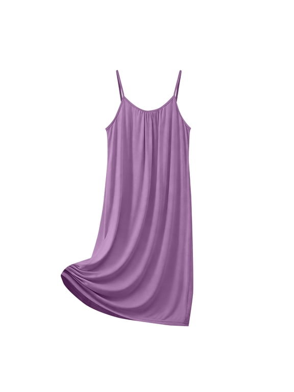 Womens Spaghetti Strap Lounge Dress - Soft Swing Sleep Nightgown Casual Beach Cover Up for Women, Purple,Size 2XL