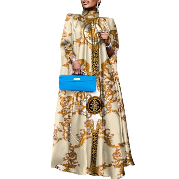 VONDA Polyester Sleeveless Printing Full-Length A-Line Dresses Women