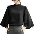 thumbnail image 1 of VONDA Women 3/4 Sleeved OL Blouse Holiday Solid Color Tops, 1 of 6