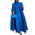 thumbnail image 1 of VONDA Women Elegant Long Bat Sleeve Stand Collar Evening Party Pleated Casual Solid Loose Long Dress, 1 of 5