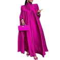 thumbnail image 1 of VONDA Women Elegant Long Bat Sleeve Stand Collar Evening Party Pleated Casual Solid Loose Long Dress, 1 of 5