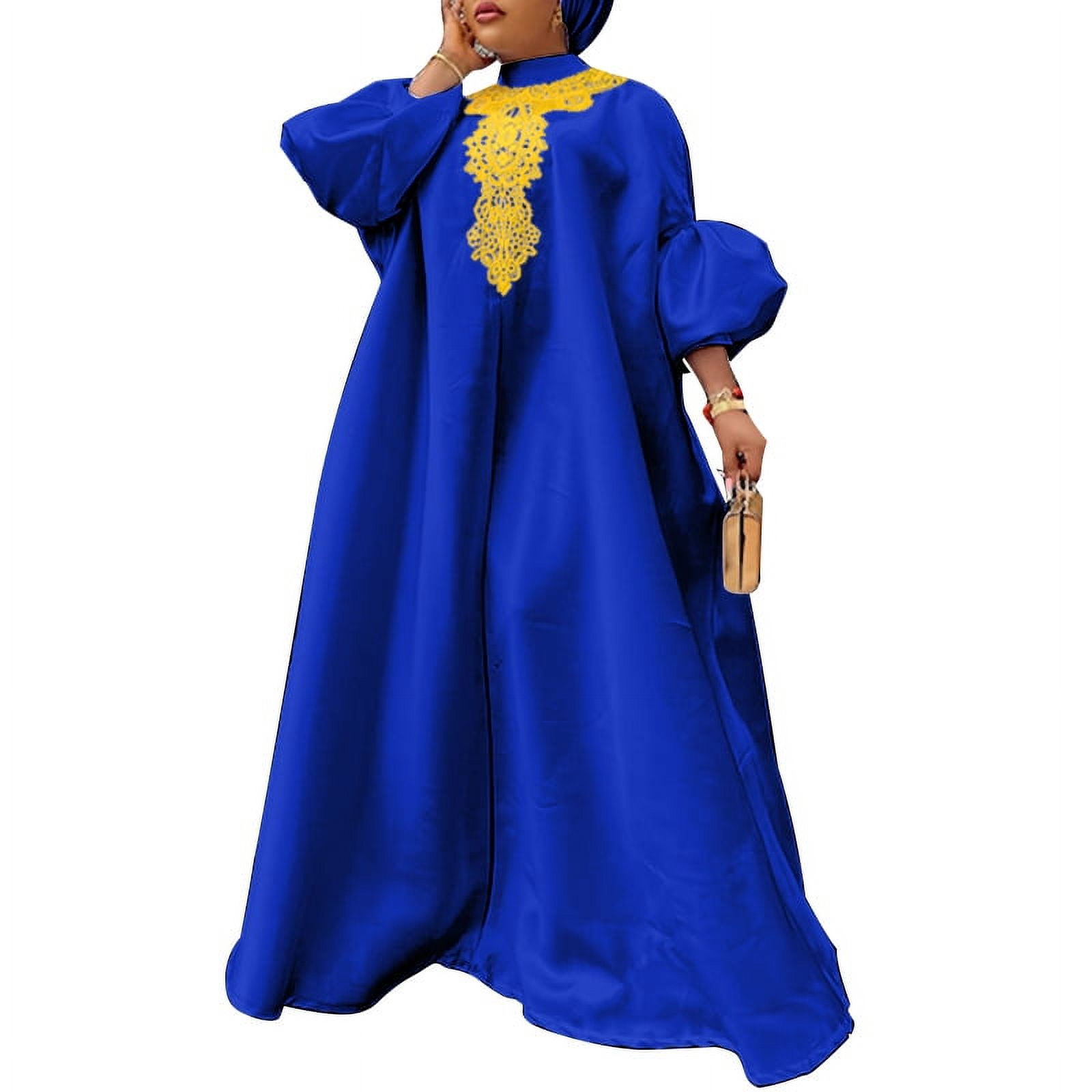 VONDA Women High Neck Long Puff Sleeve Vintage Printed Maxi Dress