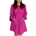 thumbnail image 1 of VONDA Women Long Sleeve Solid Mini Dress Summer Casual Dress, 1 of 10