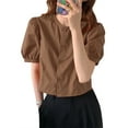 thumbnail image 1 of VONDA Women Puff Short Sleeve Blouse Crewneck Elegant Casual Shirt Tops, 1 of 6