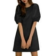 thumbnail image 1 of VONDA Women Puff Short Sleeve Mini Dress Round Neck Party Casual Dresses, 1 of 6