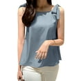 thumbnail image 1 of VONDA Women Summer Sleeveless Pleated Blouse T-shirts Casual Solid Color Tank Tops Vests, 1 of 10