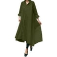 thumbnail image 1 of VONDA Women's Lapel Long Sleeve Buttons Dress Casual Dress, 1 of 6