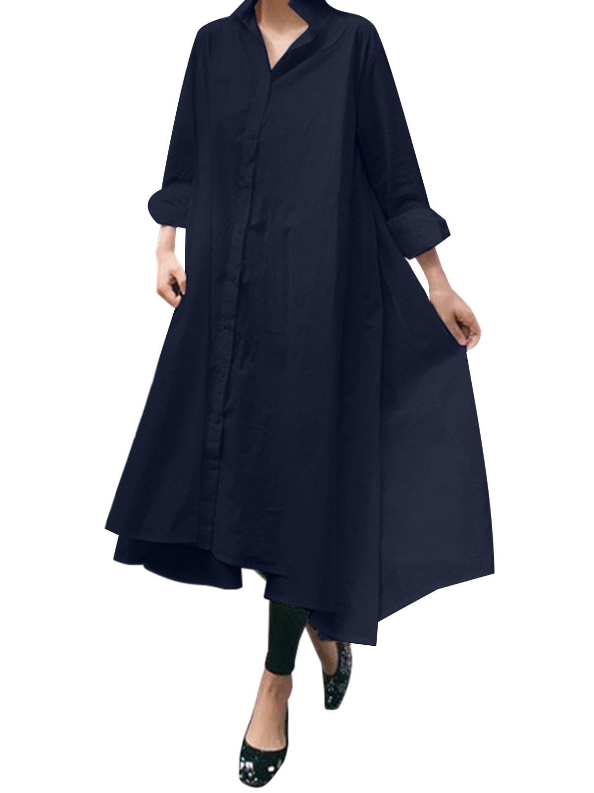 knee length dresses for ladies Plus Size 5XL Vonda Women Fashion Shirt Dress 2024 Summer Short Sleeve Casual Midi Sundress Elegant Loose Stripe Vestidos Belted main image 0