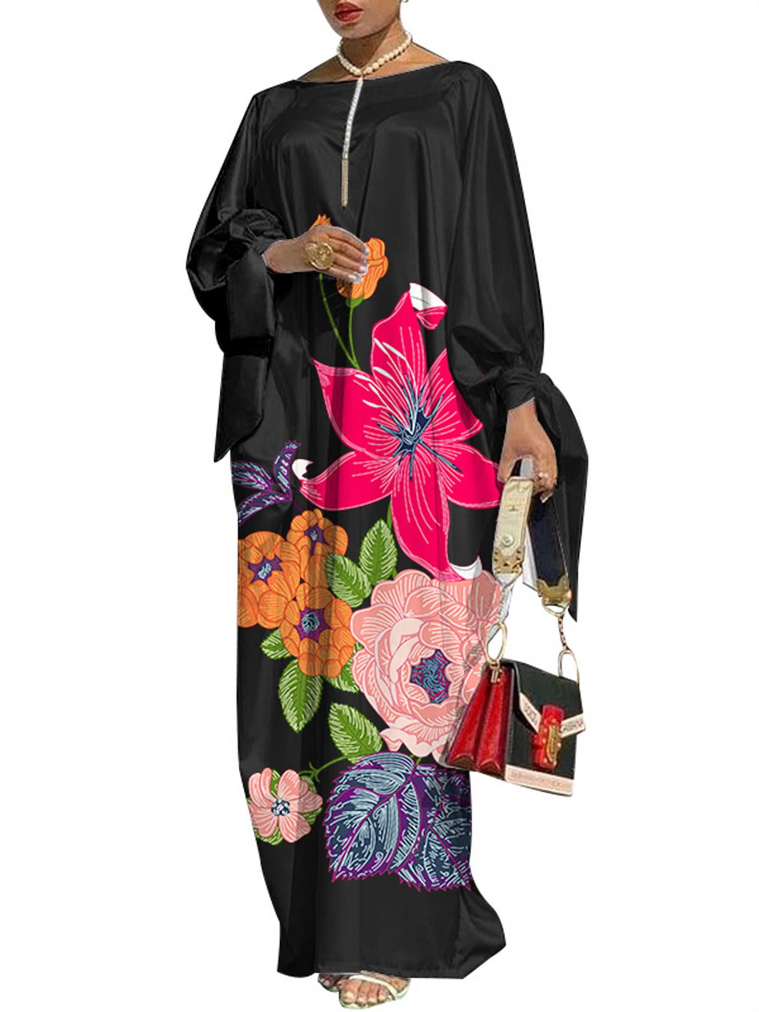 VONDA Women's Long Sleeve Floral Printed Elegant Party Evening Maxi