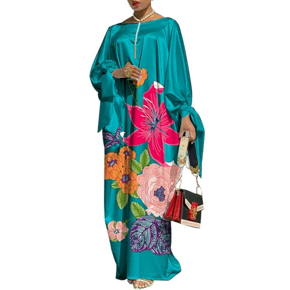 VONDA Women's Long Sleeve Floral Printed Elegant Party Evening Maxi Dress