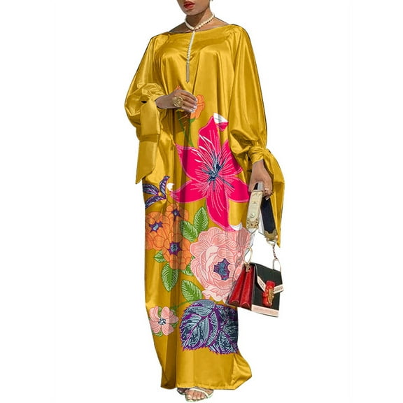 VONDA Women's Long Sleeve Floral Printed Elegant Party Evening Maxi Dress