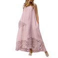 thumbnail image 1 of VONDA Women's Sleeveless Lace Patchwork Loose Maxi Dress Summer Dress Sundress With Pockets, 1 of 6