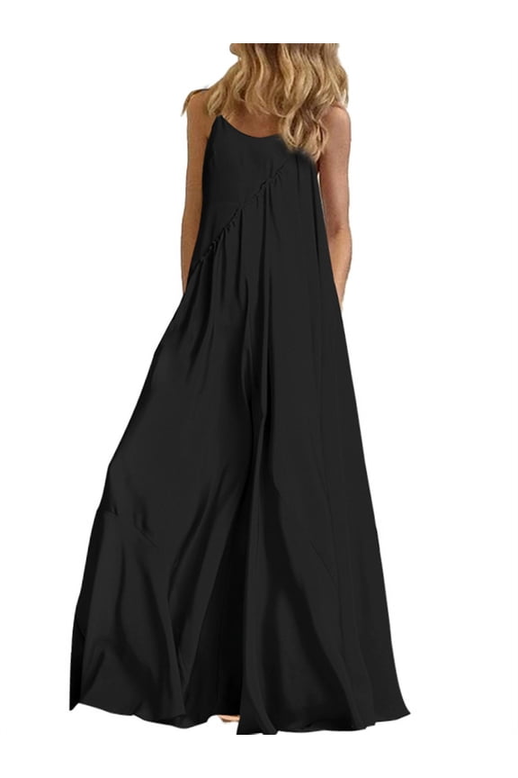 Women's Sleeveless Summer Long Straps Maxi Sling Dress