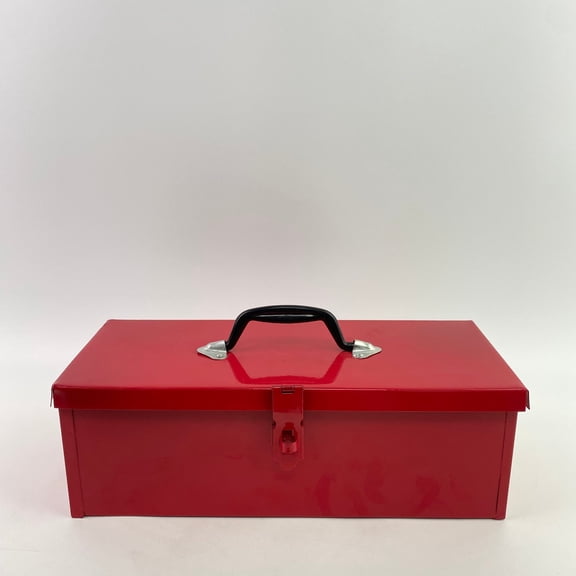 VONDORA Metal boxes, empty Portable 3-Tier Metal Tool Box with  Removable Tray, Red