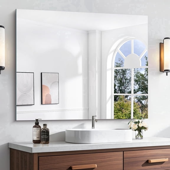 VONIGEE Frameless Rectangle Wall Mirror 30"x36", 3mm Tempered Glass with Polished Edge