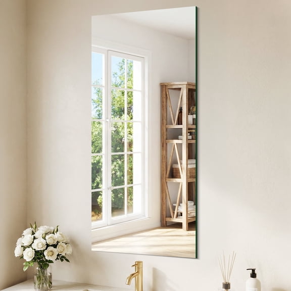 VONIGEE Frameless Bathroom Mirror, 20"x48" Rectangle, Polished Edge 3mm Tempered Glass
