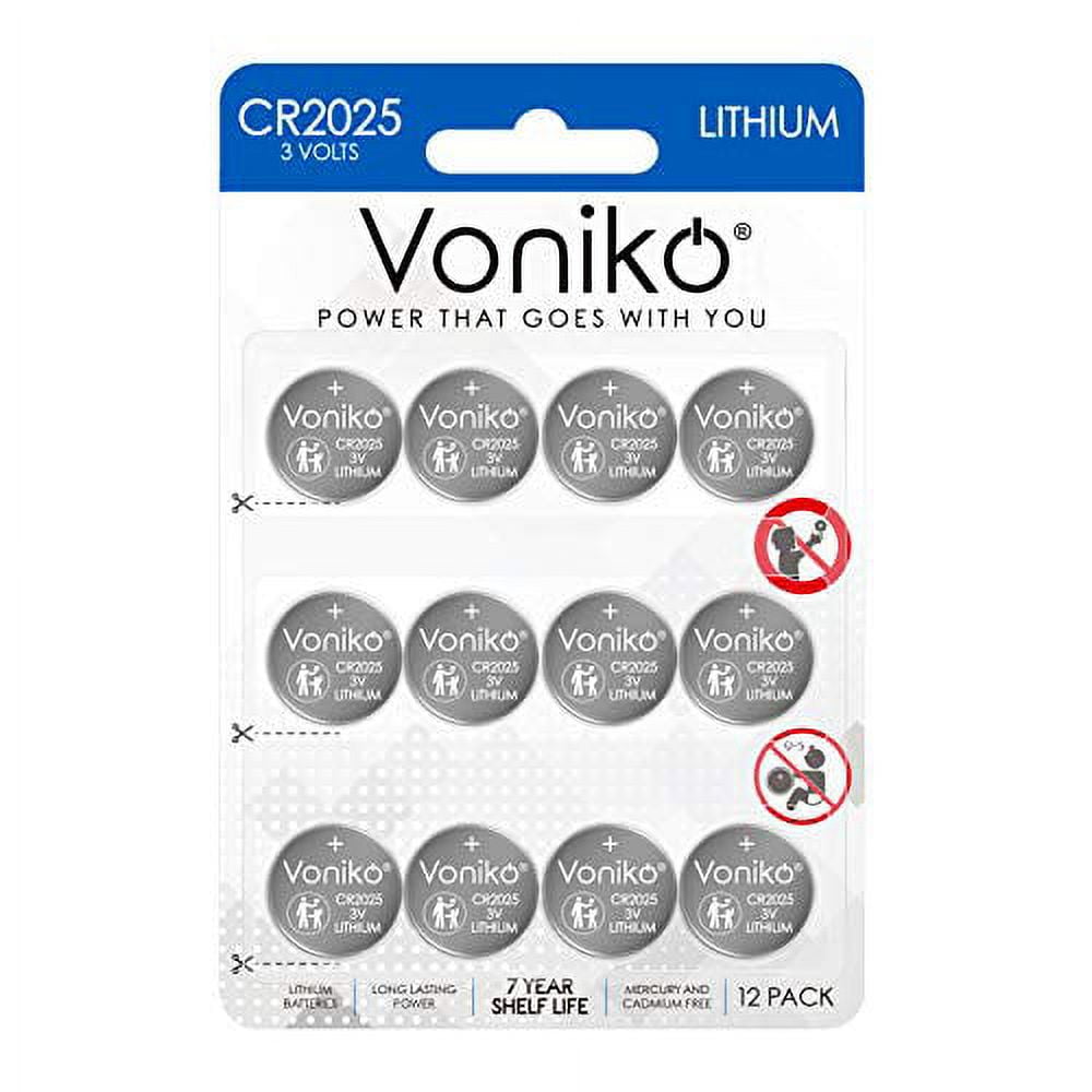 Voniko 3 Volt CR2025 Battery 12 Pack – CR 2025 Button Cell Battery â