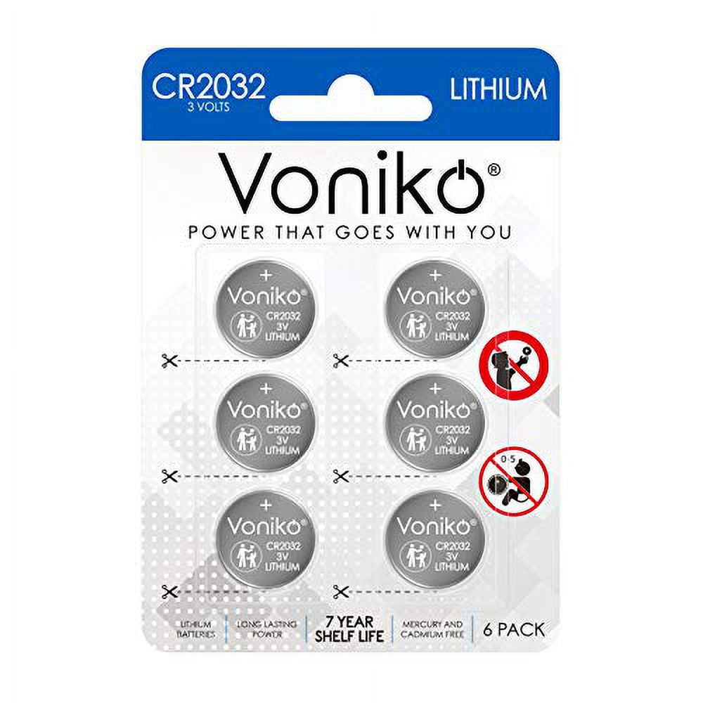 VONIKO 3 Volt CR2032 Battery 6 Pack â€“ Lithium Batteries â€“ 2032
