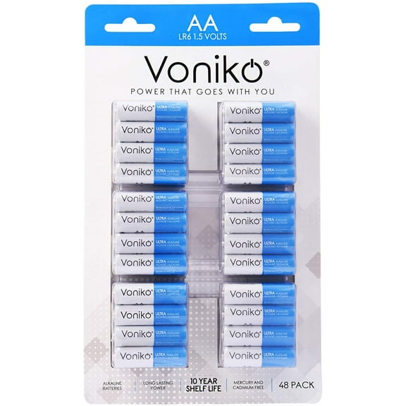 VONIKO - Premium Grade AA Batteries - (48 Pack) - Alkaline Double A Battery - Ultra Long-Lasting, Leakproof 1.5v Batteries - 10 Year Shelf Life